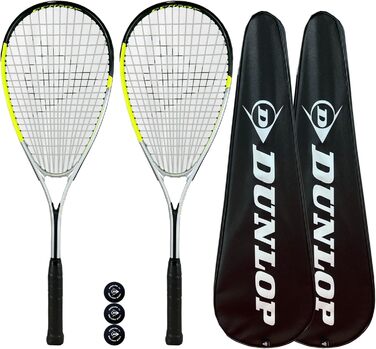 Ракетка для сквошу Dunlop Hyper Lite Pro Double Pack, в т.ч. повний захисний чохол і 3 м'ячі для сквошу