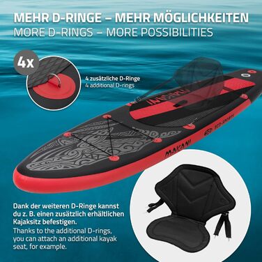 Надувна SUP-дошка ECD Germany Makani 320 см до 150 кг, комплект з алюмінієвим веслом, насосом, аксесуарами, різні кольори