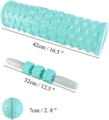 Піна роликова для спини LEDDP для масажу м'язів Tiffany-blue Set