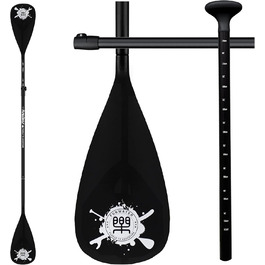 Весло для SUP FunWater, 3-секційне, регульоване, легке, плаваюче, з посиленими нейлоновими лопатями, чорне