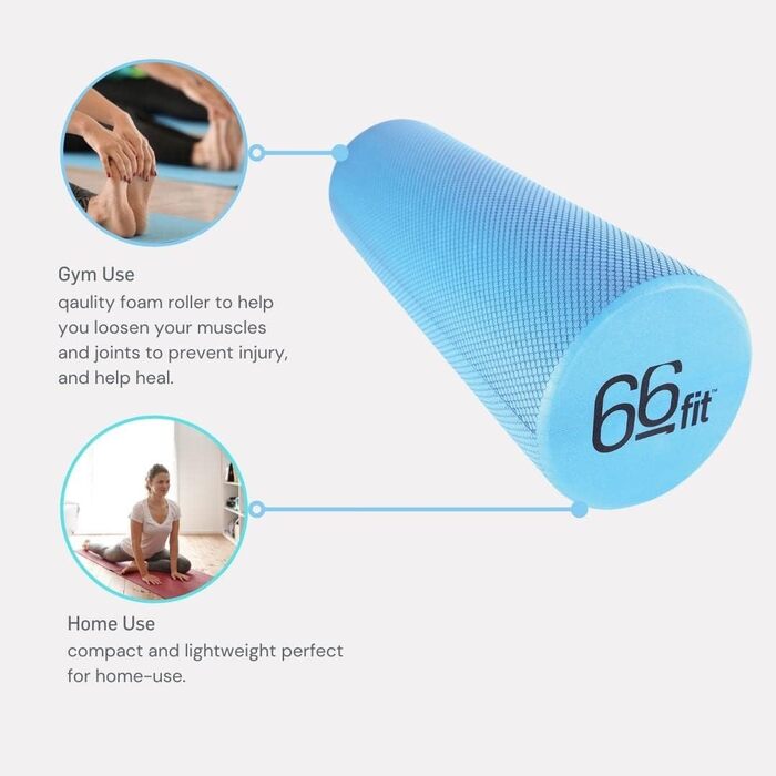 66fit EVA Foam Roller 15x45 см Синій - Фізіо, Пілатес, Йога, Тригерна точка