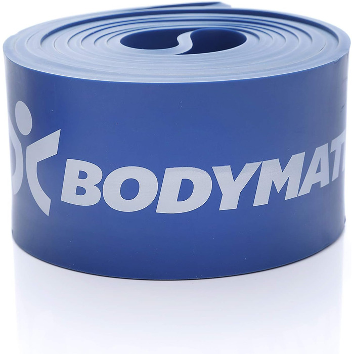 Фітнес-гумка BODYMATE 208 см, еластична стрічка опору з натурального латексу, тренує силу, витривалість, координацію, гнучкість і багато іншого, для початківців і професіоналів 5. X-STRONG-BLUE 6,2 см (опір 28-80 КГ)