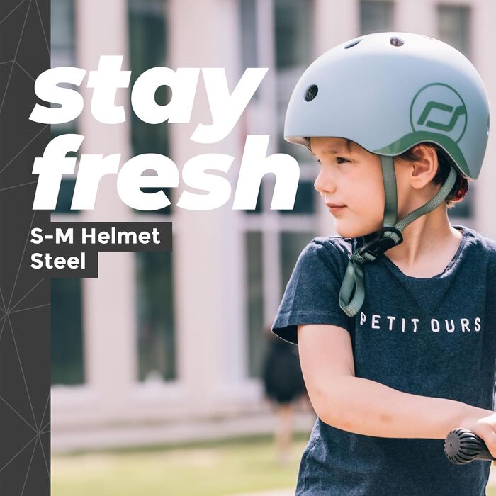 Дитячий шолом Scoot and Ride з регульованими ремінцями, матове покриття, розміри S і M, LED-світло, м'яка флісова підкладка для безпеки