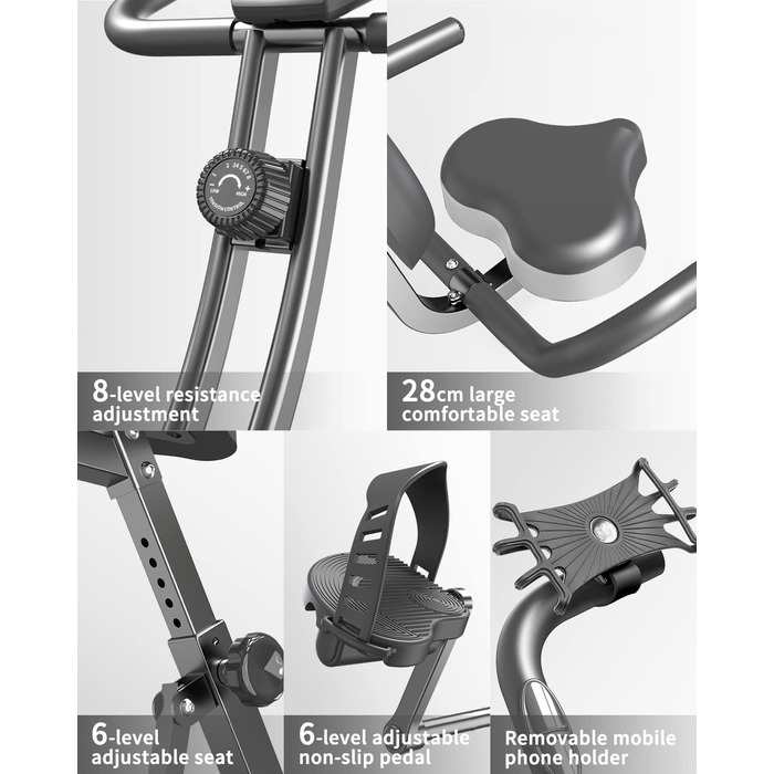 Велотренажер PROIRON Ergometer Складний веловелосипед для приміщень, 2 в 1, магнетрон, 120 кг з навантаженням, регульований опір, велотренажер