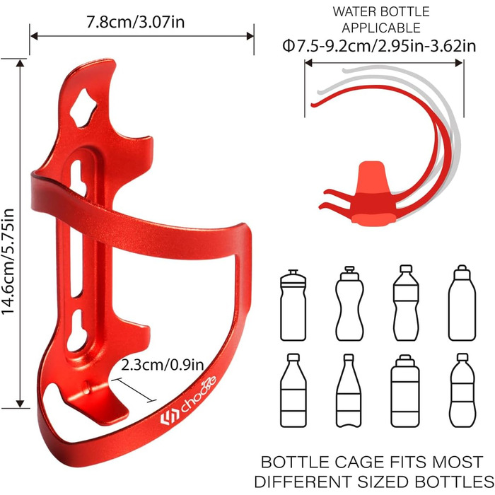 Клітка для пляшки Chooee Bicycle, алюміній, 2 шт., червоний