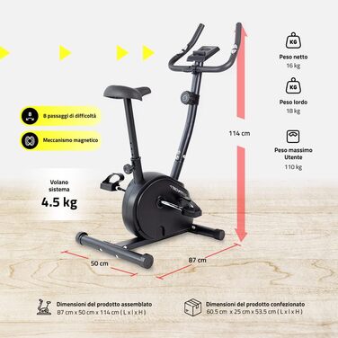 Магнітний ергометр для фітнес-велосипеда TechFit B250 - кардіо велосипед з регульованим сідлом, датчиками серцевого ритму і РК-монітором. Стійкий велотренажер для ідеальної фігури.