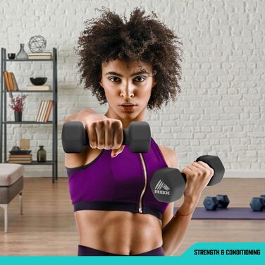 Набір гантелей RBX Weights – неопренові гантелі з нековзною ручкою, антиковзкі, для силових тренувань вдома та у спортзалі