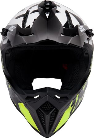 Мотошолом FMX-02 для бездоріжжя, 2 розміри, знімні щоки, регульований козирок, знімний підклад, чорний/білий/флуоресцентний жовтий/сірий