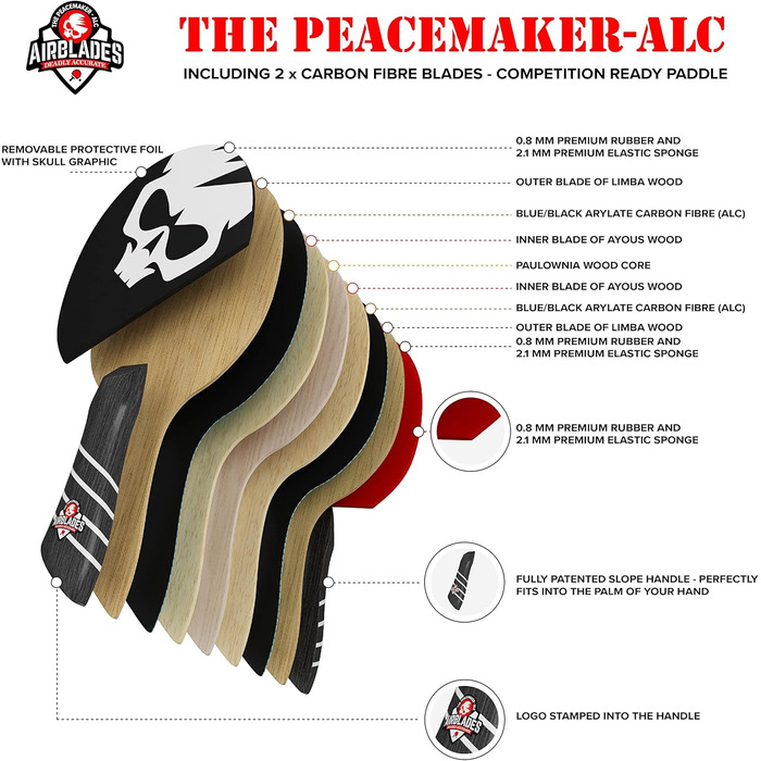 Ракетка AirBlades The Peace Maker ALC Spin & Control з сумкою