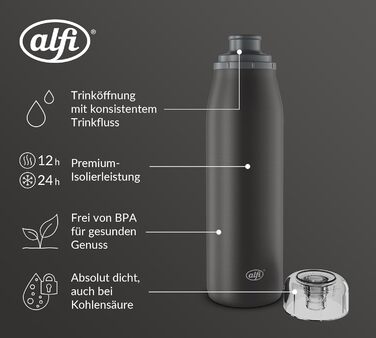 Пляшка Alfi ISO 500 мл, нерж. сталь, герметична, 12 годин гаряча, 24 холодна