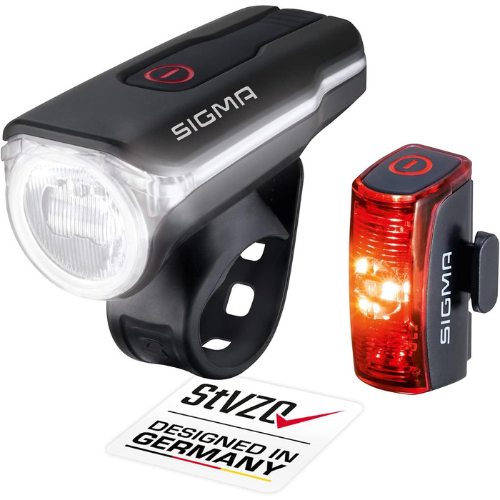 Комплект велосипедних LED ліхтарів SIGMA AURA 60 та INFINITY, акумуляторні, переднє і заднє світло, водозахищені, StVZO сертифіковані