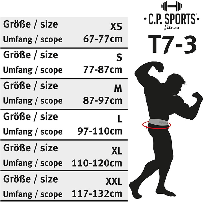 Пояс C.P.Sports для фітнесу та силових тренувань, L (97-110см), чорний