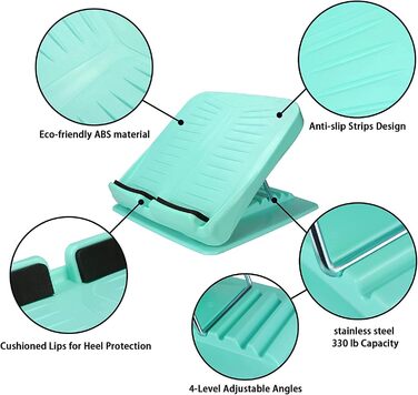 Дошка для розтяжки литок Клинова похила дошка, Похила дошка Розтяжка для лит, Дошка для розтяжки гомілок і стоп Похила дошка для розтяжки Регульована 4 рівні, для розтяжки литок або підошовного фасціїту, до 160 кг