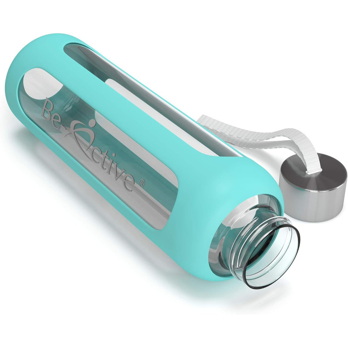 Be-Active скляна пляшка для води, боросилікатне скло, BPA-free, з силіконовим чохлом, 550 мл / 1000 мл