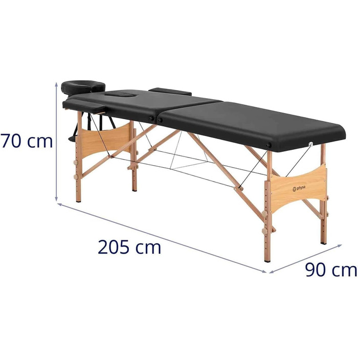Масажний стіл Physa Physa VANNES Black дуже широкий (70 см) складаний масажний стіл з букового дерева/чорного дерева масажна лава масажний стіл розкладний масажний стіл