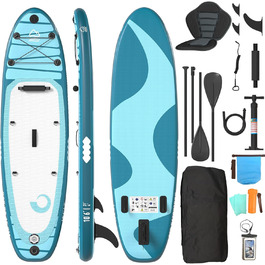 Надувна SUP-дошка Devoko 320 см, 2-в-1 з каяк-сидінням і аксесуарами, до 160 кг, для серфінгу, риболовлі та йоги