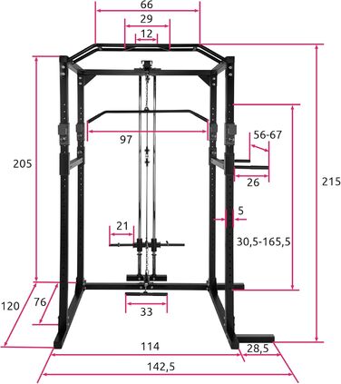 Силова станція tectake Power Rack для фітнесу, турнік подвійний, міцна сталева рама