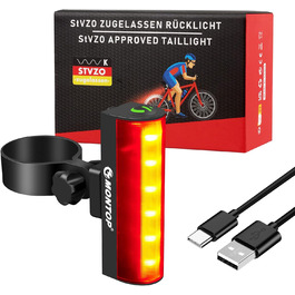 Світлодіодний набір велосипедних фар StVZO з USB-акумулятором, переднє і заднє світло, велосипедне освітлення для дітей та дорослих