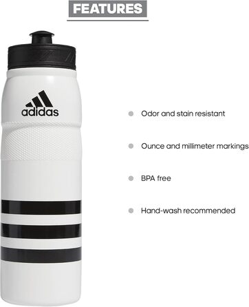 Пляшка для води adidas Stadium 750 мл, пластик, біло-чорна, універсальний розмір