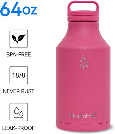 Пляшка HYDRO H2O з нерж. сталі, 1,8 л, вакуумна ізоляція, без BPA