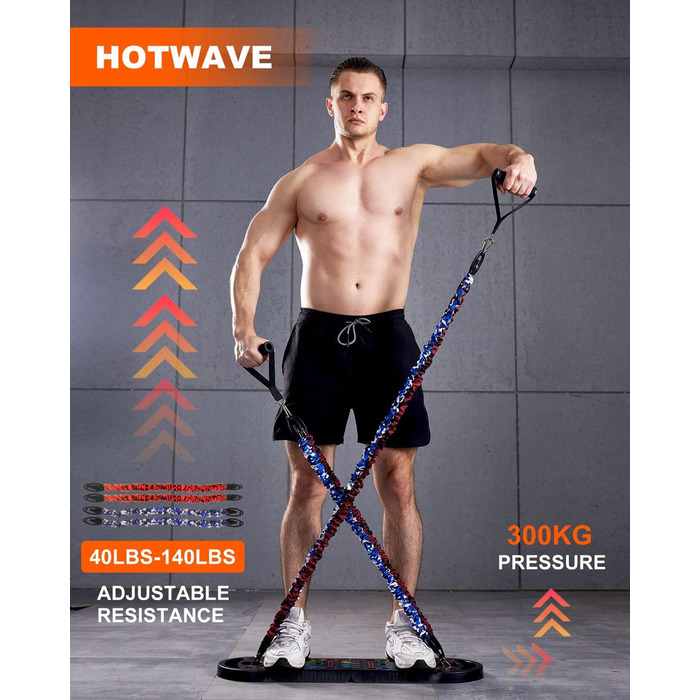 HOTWAVE дошка для віджимань з еспандерами, тренажер для фітнесу