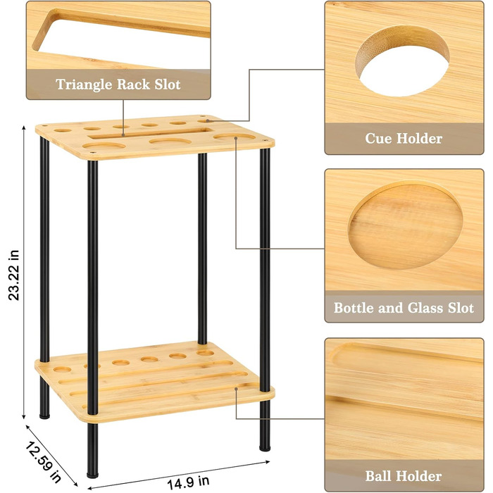 Тримач для палиць для басейну Тримач для більярдних київ Стійка для більярдних київ Підлогова підставка Тримач для більярдної кімнати Ігрова кімната Клуб Аксесуари для більярдного столу Вміщує 6 київ, натуральний бамбук