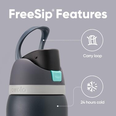 Owala FreeSip ізольована пляшка для води з нержавіючої сталі зі соломинкою, для спорту та подорожей, не протікає, BPA-free, 950 мл, Foggy Tide