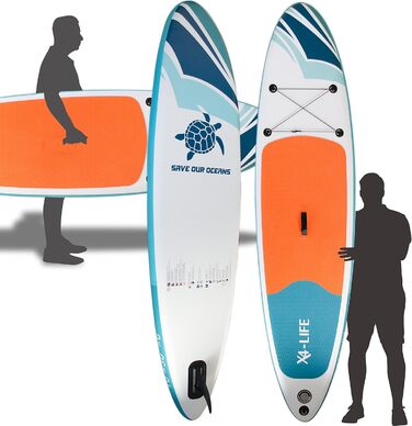Надувна SUP-дошка X4-LIFE 305 см з аксесуарами, до 150 кг, комплект для ремонту, весло, плавник, сумка для перенесення – ідеально для літа