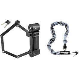 Велозамок Kryptonite Keeper 510 3мм/100см та ланцюговий замок Keeper 785 7мм/85см, чорний/сірий, протиугінний