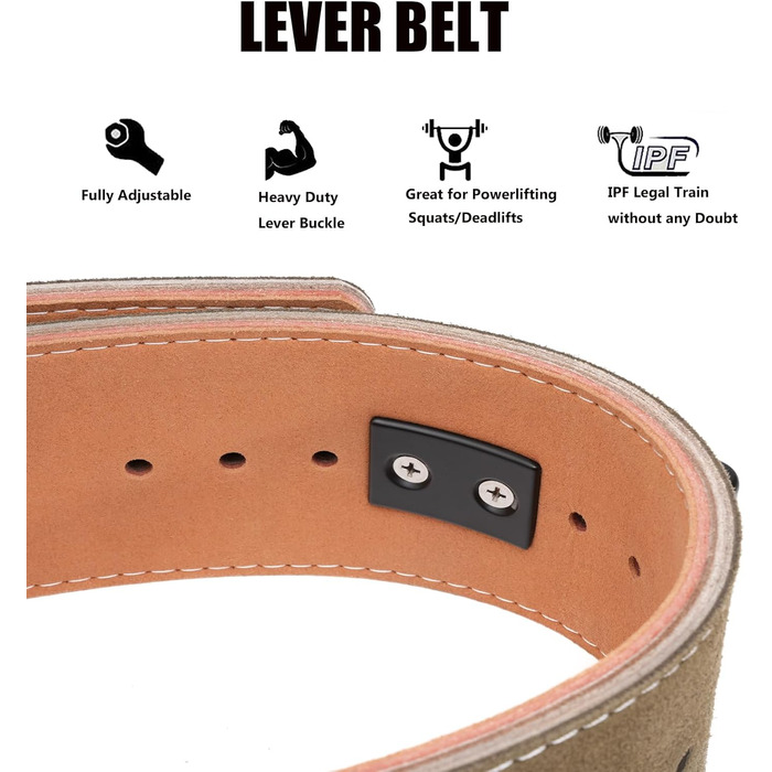 Мм Power Lever Leather Lever Pro Belt Gym Training - Пояс для важкої атлетики для чоловіків і жінок - Підтримка спини та корпусу під час важкої потужності важільної станової тяги та присідань XL Green, 10