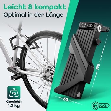 Складаний велосипедний замок M-LOCK 115 см, протиугінний, антикорозійний, з кріпленням та аксесуарами, висока безпека