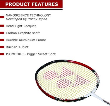 Ракетка Yonex Nanoray 7000I, бордова для бадмінтону