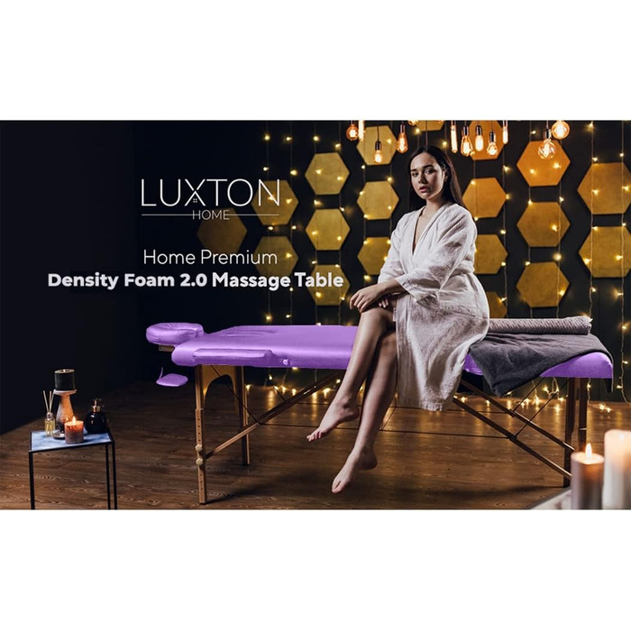 Масажний стіл Luxton Home Premium Foam, складаний, регульований, 183x68 см, з аксесуарами та сумкою для перенесення – для дому, салону, спа, татуювання