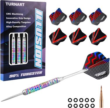 Набір сталевих наконечників Turnart Darts 90% вольфраму 22-26 г з польотами