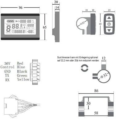 Вітрова миля KT-LCD3 Бортовий комп'ютер, Спідометр, РК-дисплей, Електровелосипед