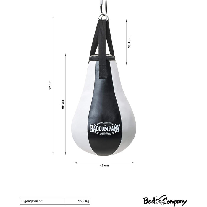 Боксерський м'яч Bad Company Boxing Bulb вініловий 15 кг чорний/білий