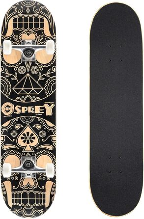 Скейтборд Osprey Absolute Beginner Double Kick Trick, 78,7 x 20,3 см Maple Deck One Size Candy Skull