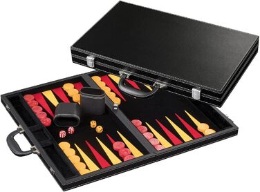 Backgammon Philos Donousa великий, штучна шкіра, чорний/червоний/жовтий