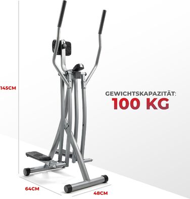 Орбітрек Sunny Health & Fitness SF-E902, повітряний кросстрейнер з LCD-монітором, складний, максимальна вага 100 кг, довжина кроку 762 мм, домашній тренажер, чорний