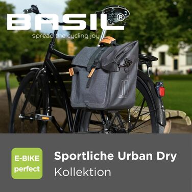 Велосумка Basil Urban Dry Business, унісекс, водонепроникна, для дорослих, 37x15x38 см, сірий