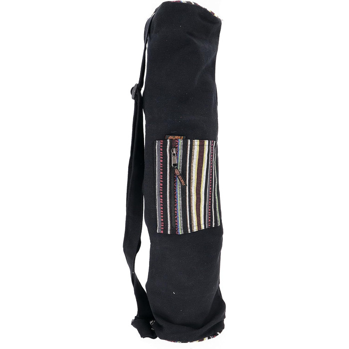 Сумка для йоги Boho Yoga Mat Bag, Сумка для йоги з Непалу - чорна, Чоловіки/Жінки, Бавовна, 70x24x14 см, Сумки для килимків для йоги (One Size, Black)