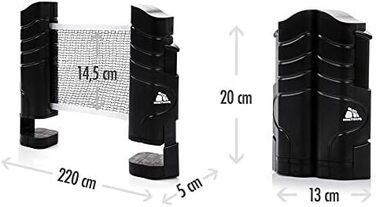 Набір сіток для настільного тенісу meteor Розсувні сітки для настільного тенісу Black - Висувна сітка - регульована довжина Мобільна сітка для настільного тенісу для кожного столу 14,5 x 200 см Чорний