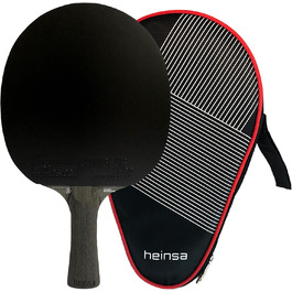 Професійна ракетка для настільного тенісу heinsa Carbon ITTF Competition Approved Black Edition зі світлого горіха з преміальною упаковкою та м'ячами (Black Edition з додатковою сумкою)