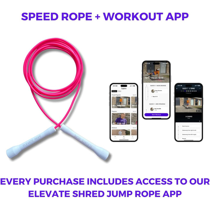 Скакалка Elevate Speed Rope MAX, професійна, 5 мм, міцний ПВХ з нейлоновим осердям, довжина до 3 м, посилені ручки