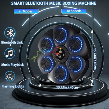 Музична боксувальна машина з LED-підсвіткою та Bluetooth, з боксерськими рукавичками, 9 режимів і 18 швидкостей для дому