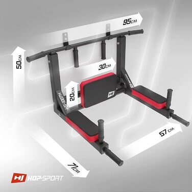 2in1 Multi-Gym HS-1007K - Dip-Station & Pull-Up Bar з настінним кріпленням