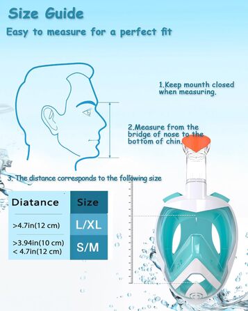 Маска для дайвінгу Flyboo Маска для підводного плавання Маска для повного обличчя, маски для дайвінгу з оглядом на 180 градусів з панорамним дизайном на все обличчя, спортивні камери Сумісні окуляри для дайвінгу для дорослих і підлітків (білийзелений, L-X