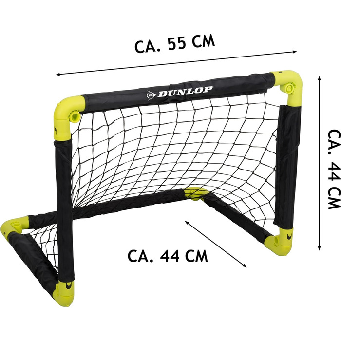 Футбольні ворота Dunlop - Футбольні ворота - Складні футбольні ворота - Футбольні ворота для дітей у саду - Футбольні тренувальні аксесуари для приміщень та вулиці - чорний/жовтий (2 шт. и, 50x44x44см)