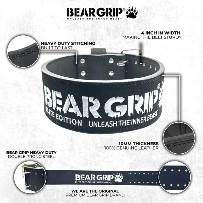 Пояс важкої атлетики BEAR GRIP Power Belt Elite XS, сірий