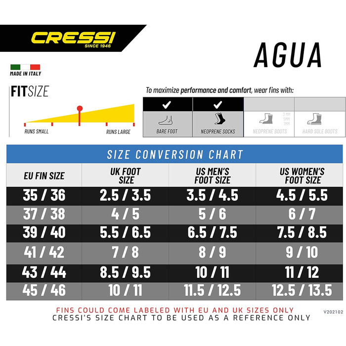 Ласти Cressi Agua US Man 10/11 Леді 11/12 EU 43/44 синій